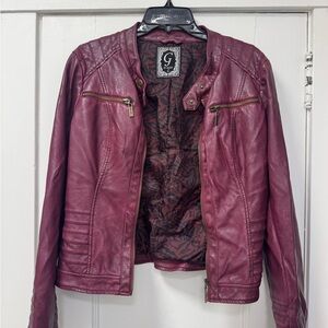 G by Guess Women's Deep Red Leather Jacket